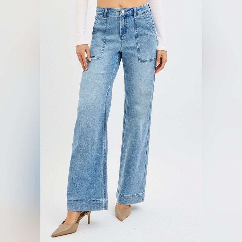 RISEN Women's Straight Leg Utility Jeans Patch Pocket Cargo Gorpcore Various NEW - Picture 2 of 12